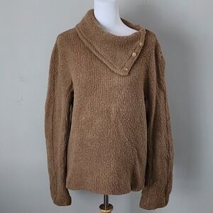 Tombolini Mohair Asymmetric Cowl Neck Sweater Womens M Brown Knit Wool Earthy